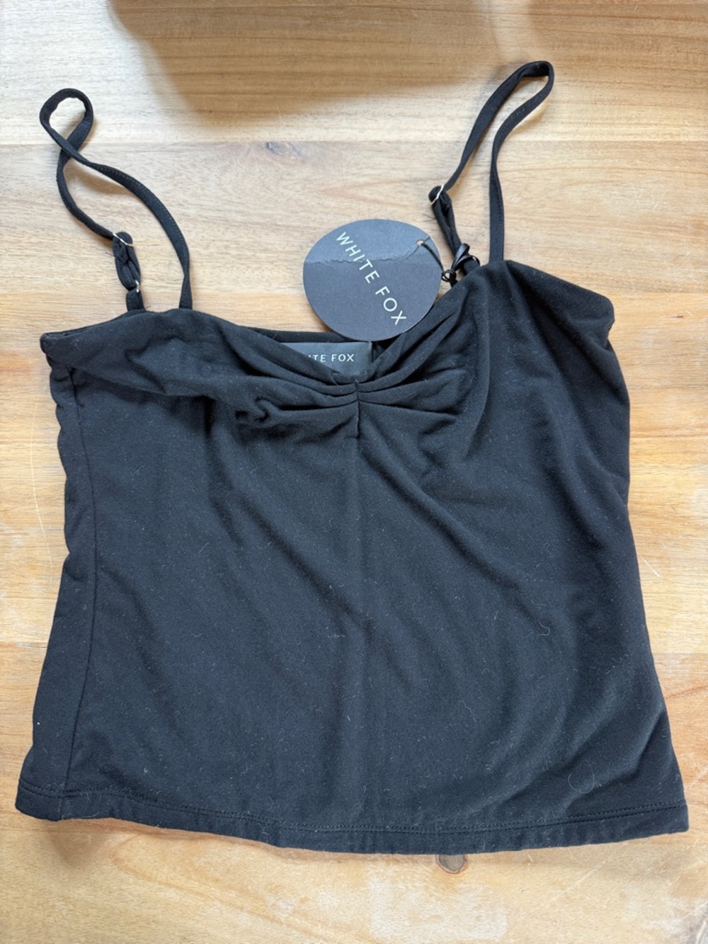 White Fox Boutique Black Ruched Front Cami